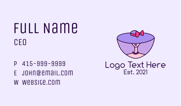 Woman Stylist Hat  Business Card Design Image Preview