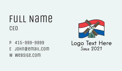Netherlands Windmill Business Card Image Preview