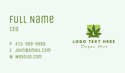 Green Weed Leaf Lettermark Business Card Image Preview