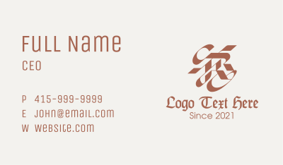 Calligraphy Letter R Business Card Image Preview