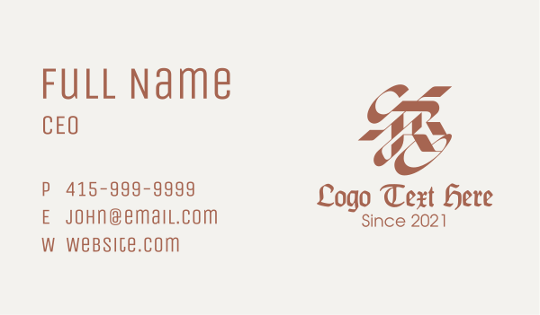 Calligraphy Letter R Business Card Design