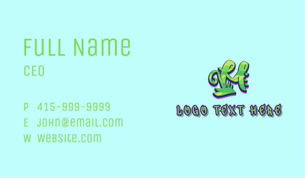 Green Graffiti Art Letter M Business Card Design Image Preview