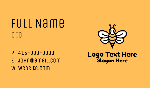 Monoline Bee Insect Business Card Design Image Preview