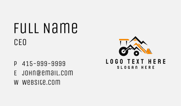 Excavator Contractor Mountain  Business Card Design Image Preview