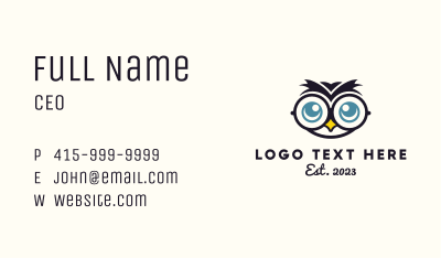 Optical Owl Mascot  Business Card Image Preview