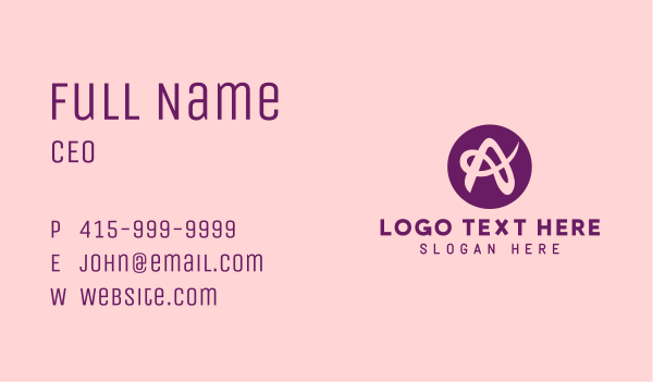 Purple Feminine Letter A Business Card Design Image Preview