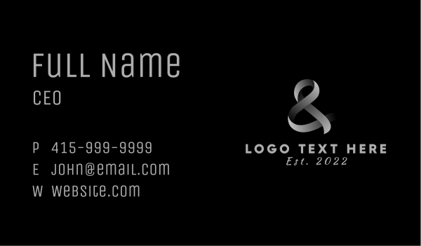 Stylish Monochrome Ampersand Lettering Business Card Design Image Preview