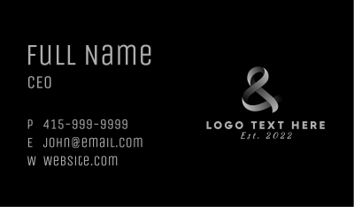 Stylish Monochrome Ampersand Lettering Business Card Image Preview