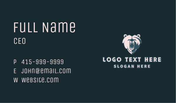 Grizzly Bear Growl Business Card Design Image Preview