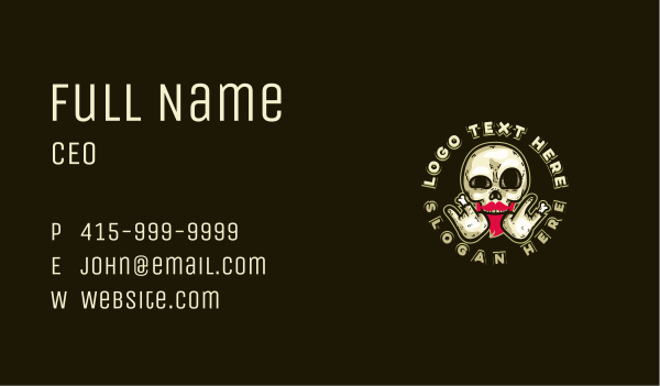Rockstar Skull Beard Business Card Design Image Preview