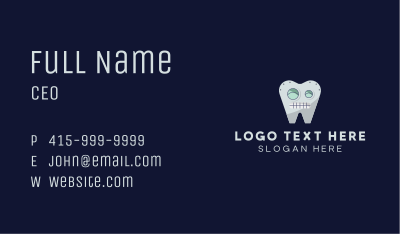 Tooth Robot Mascot Business Card Image Preview