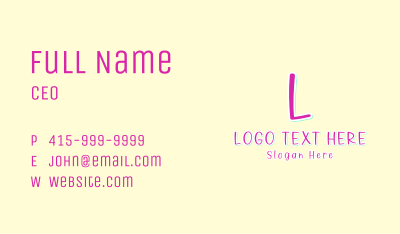 Kinder Handwriting Letter Business Card Image Preview