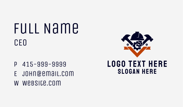 Construction Gear Repair  Business Card Design Image Preview