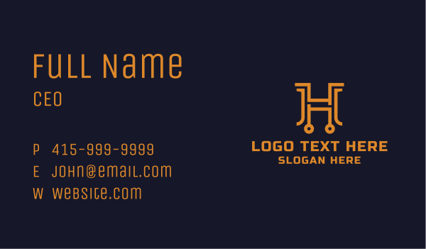 Bronze Corporate Letter H Business Card Design Image Preview