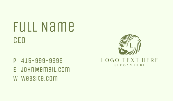 Tropical Leaf Hand Business Card Design Image Preview