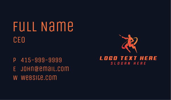 Lightning Spear Human  Business Card Design Image Preview