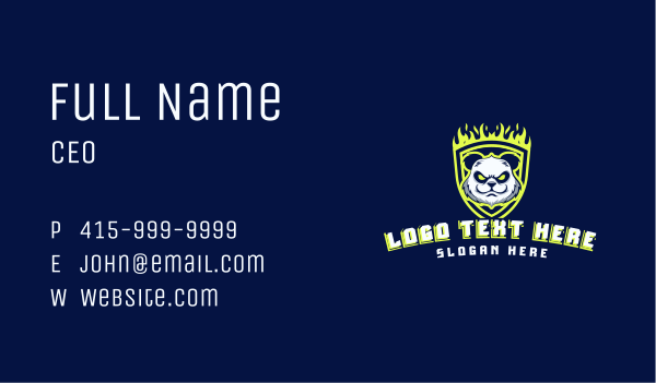Fire Panda Shield Gaming Business Card Design Image Preview
