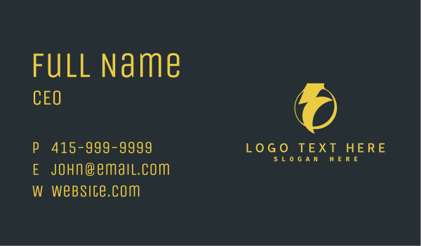 Yellow Electric Thunder Business Card Design Image Preview