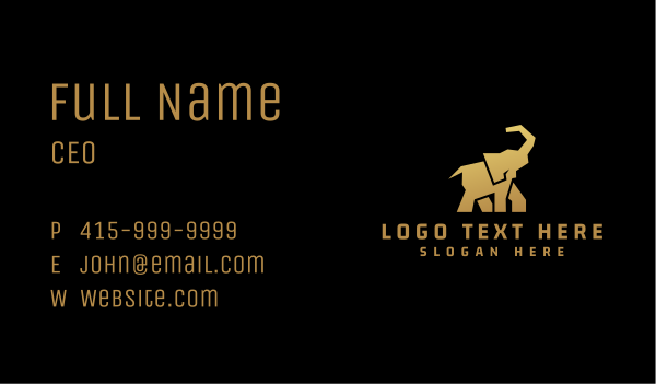 Gold Wild Elephant Business Card Design Image Preview