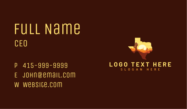 Texas Desert Map Business Card Design Image Preview