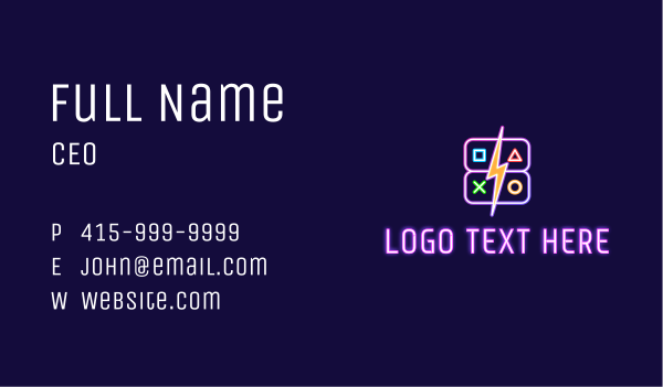 Neon Gamepad Button Business Card Design Image Preview