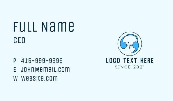 Quote Headphone Podcast Business Card Design Image Preview
