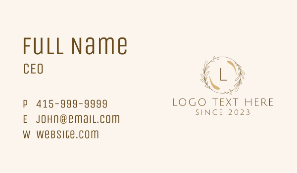 Brown Leaf Emblem Letter  Business Card Design Image Preview