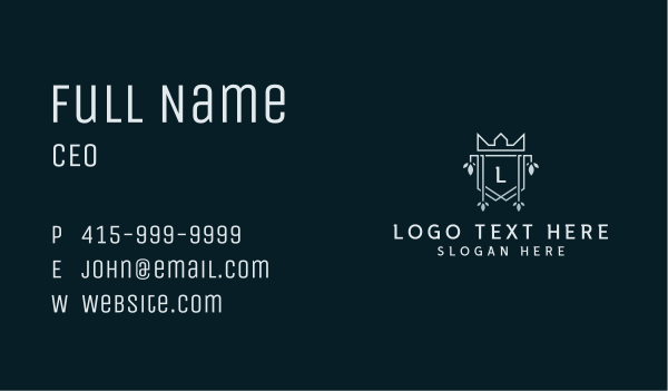 Organic Shield Crown Business Card Design Image Preview