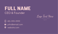 Purple Ornate Script Wordmark Business Card Image Preview