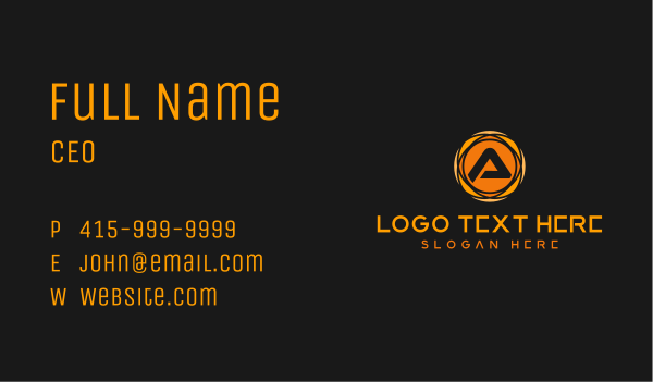 Orange Sun Tech Letter A Business Card Design Image Preview