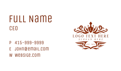 Ornamental Crown Crest Business Card Image Preview