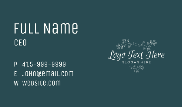 Elegant Floral Wordmark Business Card Design Image Preview