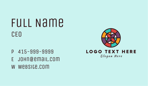 Flower Mosaic Badge Business Card Design