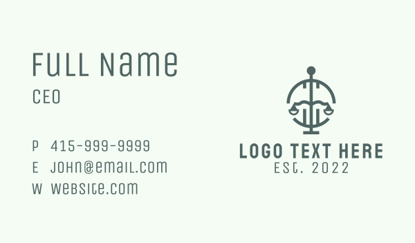 Green Law Firm Scale  Business Card Design Image Preview