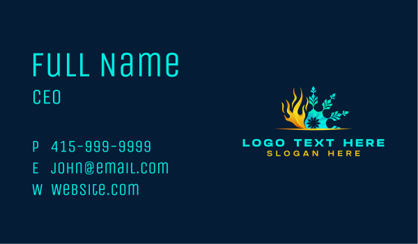 Fire Ice Snowflake HVAC Business Card Design Image Preview