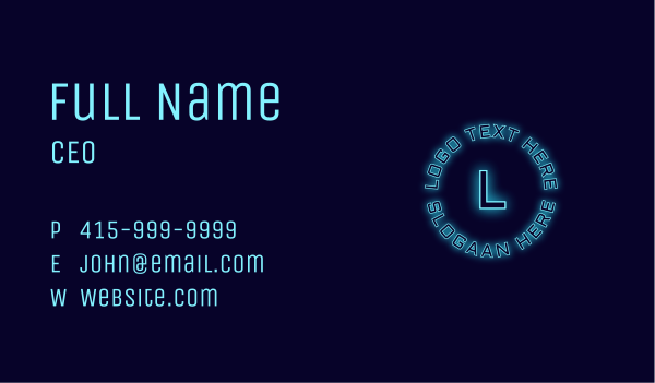 Blue Neon Badge Business Card Design Image Preview