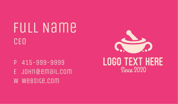 Pink Mortar & Pestle Business Card Design Image Preview