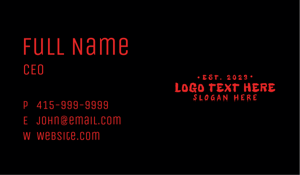 Scary Horror Wordmark Business Card Design Image Preview