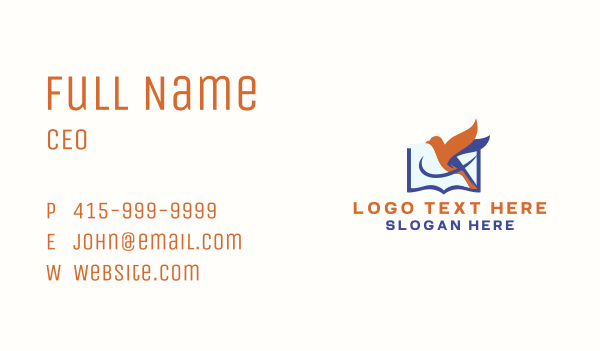 Book Sparrow Library Business Card Design Image Preview