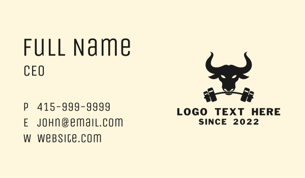 Strong Bull Barbell Business Card Design Image Preview