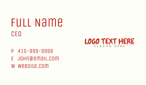 Scary Red Blood Wordmark  Business Card Design Image Preview