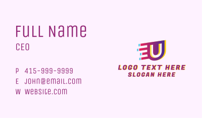 Speedy Letter U Motion  Business Card Image Preview