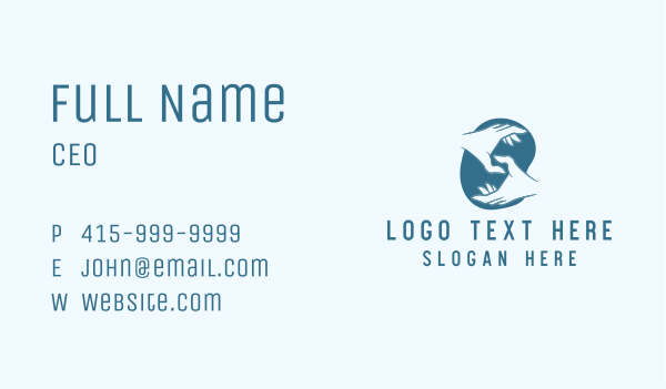 Blue Hand Organization Business Card Design Image Preview