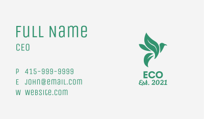 Eco Nature Bird  Business Card Image Preview