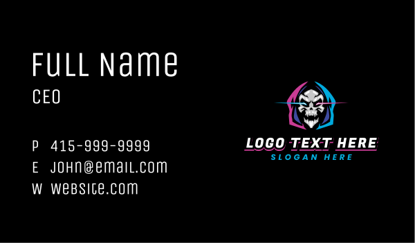 Skull Gaming Neon Business Card Design Image Preview