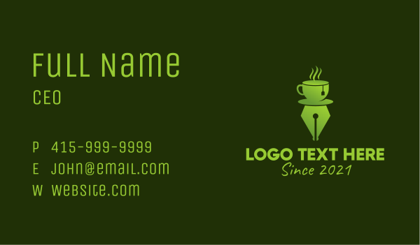 Green Tea Writing Pen  Business Card Design Image Preview