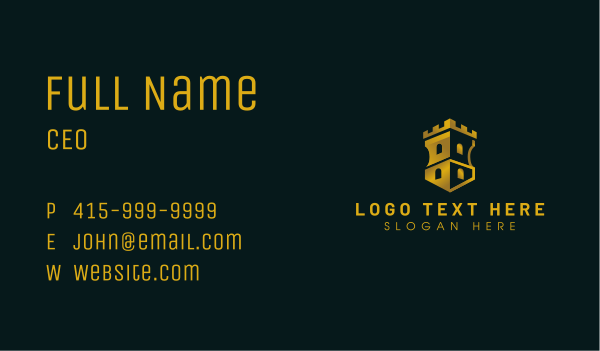 Shield Castle Fortress Business Card Design Image Preview