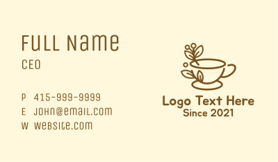Branch Leaf Coffee Cup Business Card