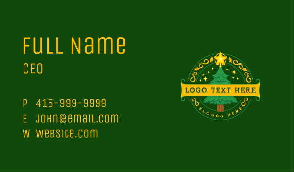Festive Christmas Tree Business Card Design Image Preview