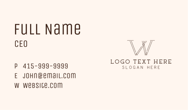 Carpentry Letter W  Business Card Design Image Preview